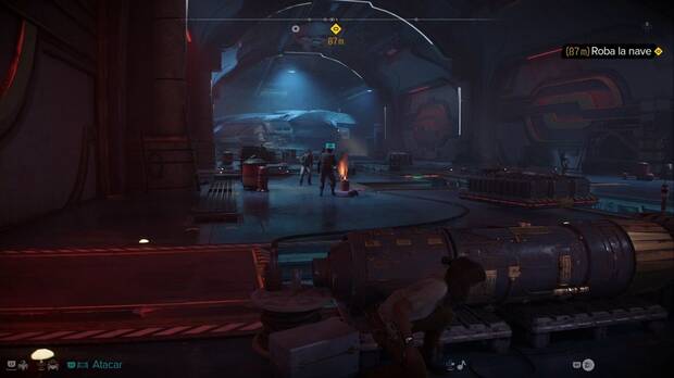 Star Wars Outlaws - Forajidos: objetos explosivos en el hangar de Sliro