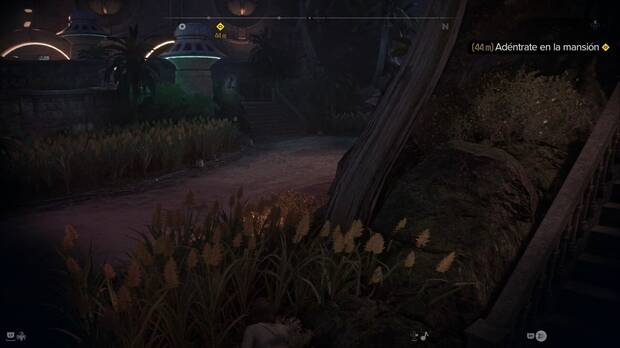 Star Wars Outlaws - Forajidos: enemigo tras la zona del puente, a las escaleras de uno de los laterales del jardín de la mansión de Sliro