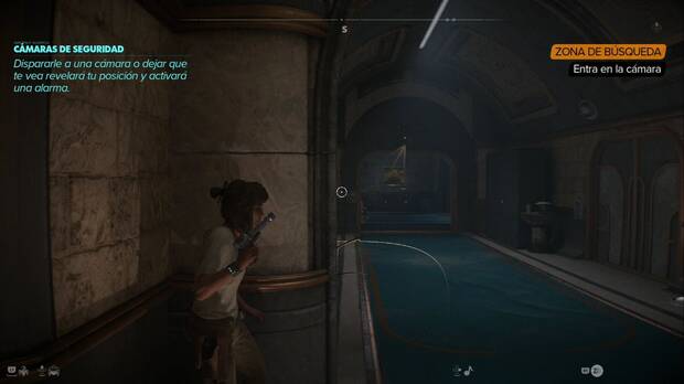 Star Wars Outlaws - Forajidos: cámara en el pasillo de la entrada de la mansión de Sliro