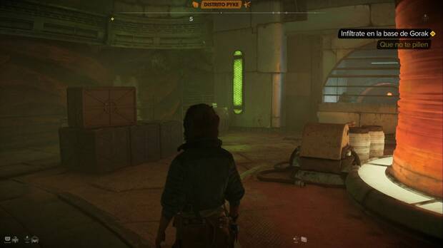 Star Wars Outlaws - El submundo criminal: barandilla junto al bar de los Pyke por donde se puede descender