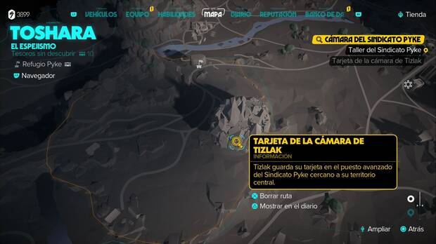 Star Wars Outlaws - Cámara del sindicato Pyke: ubicación de la tarjeta de Tizlak