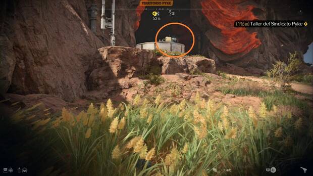Star Wars Outlaws - Cámara del sindicato Pyke: ubicación del Pyke que vigila la entrada al taller