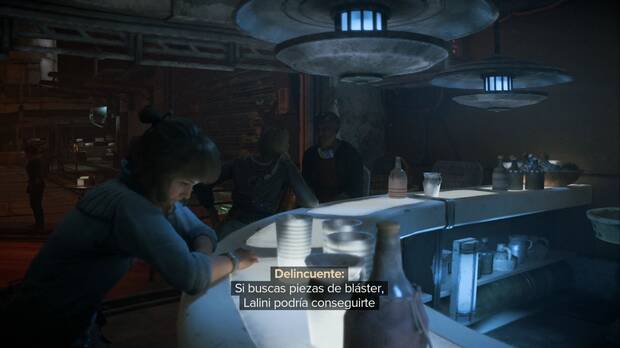 Star Wars Outlaws - Rechazada: clientes del bar del mercado hablando sobre la contraseña