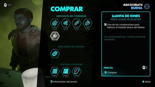 Star Wars Outlaws - Trucos nuevos: Llanta de iones en el menú de compra de Belo en Mirogana
