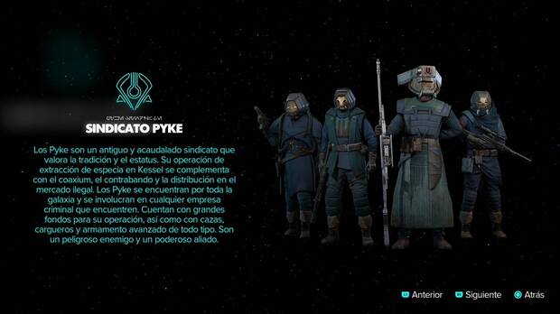 Star Wars Outlaws - Sindicato Pyke: ficha del Sindicato Pyke