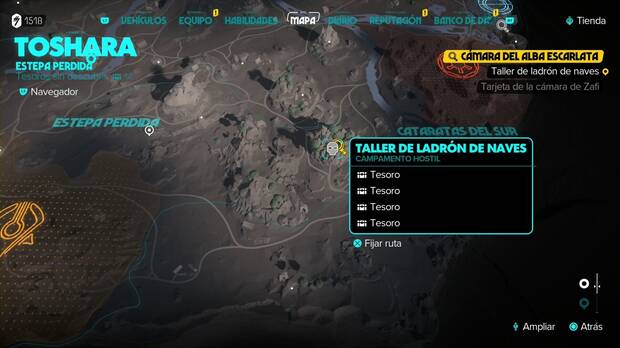 Star Wars Outlaws - Cámara del Alba Escarlata: ubicación del taller de ladrón de naves