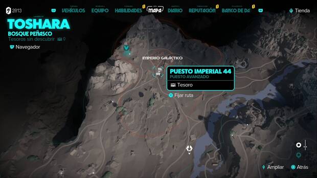 Star Wars Outlaws - Tesoros en Toshara: ubicación de Puesto imperial 44