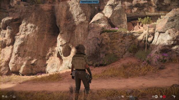 Star Wars Outlaws - Tesoros en Toshara: Cañón de Gushiro, saliente por el que llegar a la cueva del cañón de ambarina