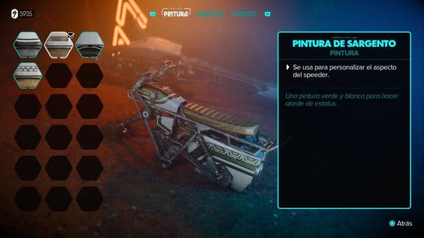 Star Wars Outlaws - Speeder: mejoras y objetos de personalización: pintura de sargento