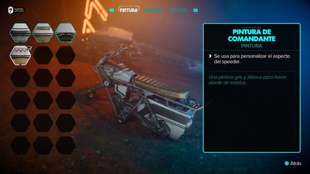 Star Wars Outlaws - Speeder: mejoras y objetos de personalización: pintura de comandante