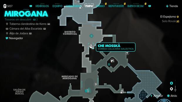 Star Wars Outlaws - Actividades y minijuegos: ubicación del puesto de comida callejera Che Mosskà (Toshara)
