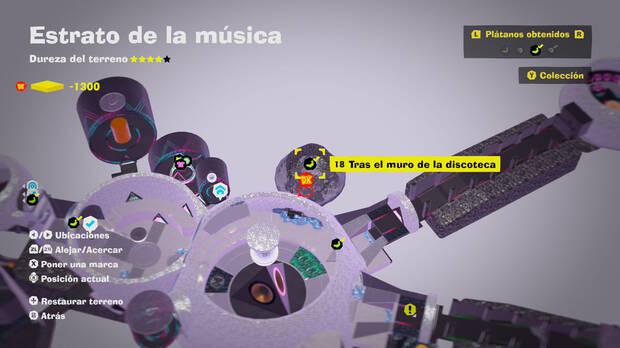 Donkey Kong Bananza - Localización en el mapa del plátano 18 en Estrato de la música