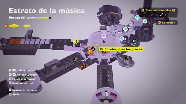 Donkey Kong Bananza - Localización en el mapa del plátano 22 en Estrato de la música