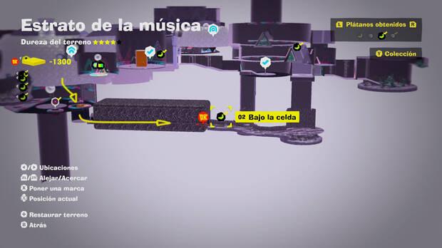 Donkey Kong Bananza - Localización en el mapa del plátano 02 en Estrato de la música