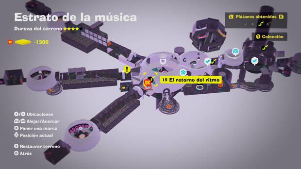 Donkey Kong Bananza - Localización en el mapa del plátano 19 en Estrato de la música