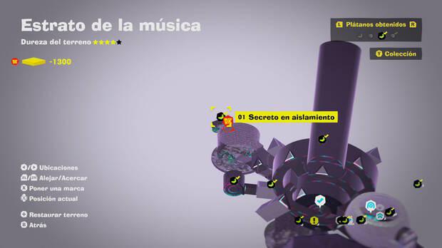 Donkey Kong Bananza - Localización en el mapa del plátano 01 en Estrato de la música