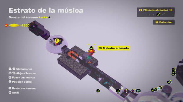 Donkey Kong Bananza - Localización en el mapa del plátano 23 en Estrato de la música