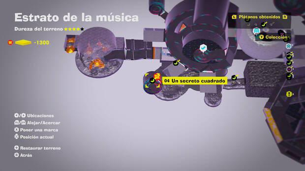 Donkey Kong Bananza - Localización en el mapa del plátano 04 en Estrato de la música