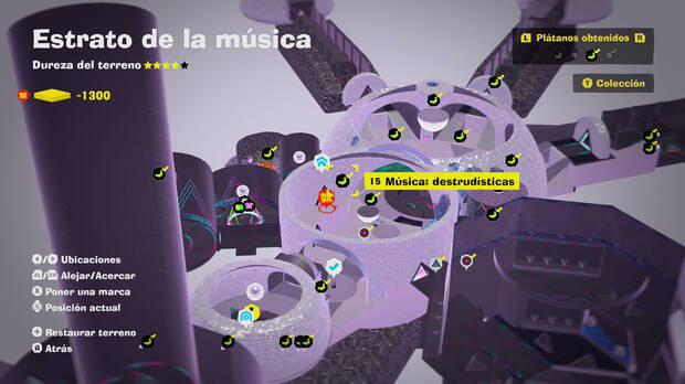 Donkey Kong Bananza - Localización en el mapa del plátano 15 en Estrato de la música