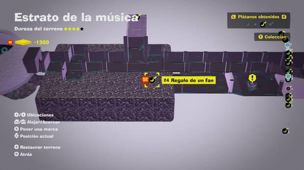 Donkey Kong Bananza - Localización en el mapa del plátano 24 en Estrato de la música