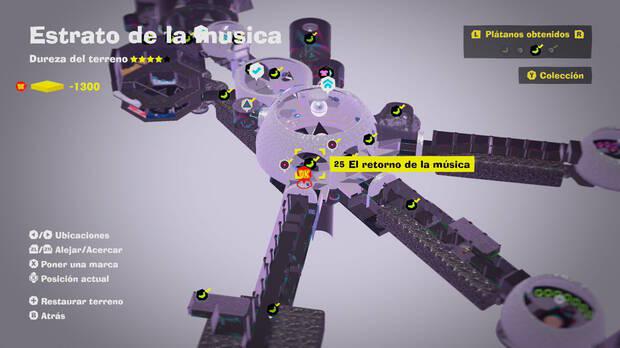 Donkey Kong Bananza - Localización en el mapa del plátano 25 en Estrato de la música