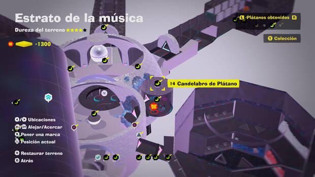 Donkey Kong Bananza - Localización en el mapa del plátano 14 en Estrato de la música