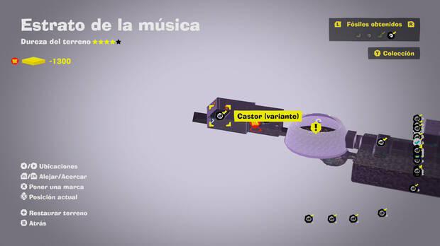 Donkey Kong Bananza - Localización en el mapa del fósil Castor (variante) 27 en Estrato de la música