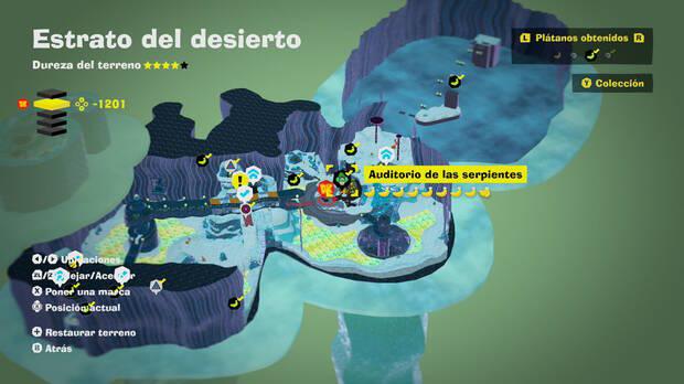 Donkey Kong Bananza - Localizacin en el mapa del pltano 21 en Estrato del desierto