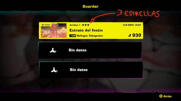 Donkey Kong Bananza - Archivo de guardado con 3 estrellas por completar al 100 %