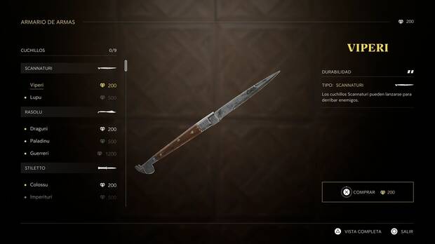 Mafia: The Old Country - Palio, cuchillo Viperi en la tienda de Pasquale