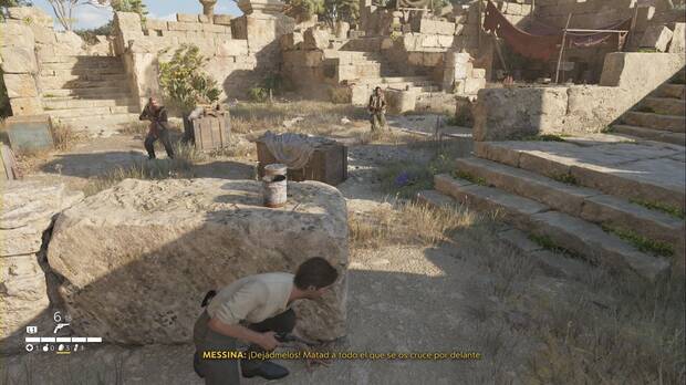 Mafia: The Old Country - Il Barone, Enzo se enfrenta a los bandidos en el templo