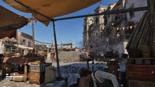 Mafia: The Old County - La festa, Enzo se esconde tras un tenderete de la plaza frente a la iglesia