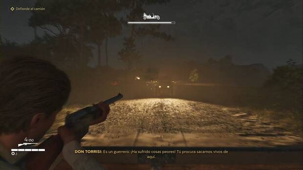 Mafia: The Old Country - Mattanza, Enzo dispara a los coches que les persiguen al huir de la tonnara