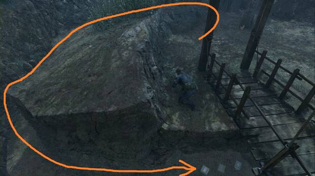 Metal Gear Solid Delta - Dolinovodno, camino para bajar por un lateral del lado norte y llegar hasta el uniforme Gotas de agua y la Granada de humo