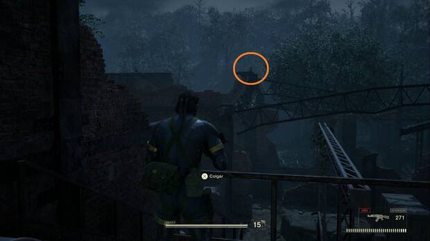 Metal Gear Solid Delta - Rassvet, ubicacin del GA-KO #11 sobre los restos de uno de los muros del edificio