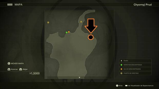 Metal Gear Solid Delta - Chyornyj Prud, ubicación del uniforme GA-KO en la esquina nordeste del pantano