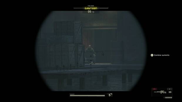 Metal Gear Solid Delta - Ponizovje, Snake apunta a The End fuera del almacén de Ponizovje