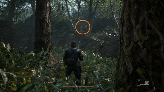 Metal Gear Solid Delta - Svyatogornyj, GA-KO #29 entre los arbustos, pasado el  rbol escalable del principio de la  zona