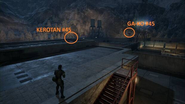 Metal Gear Solid Delta - Groznyj Grad, Kerotan #45 en el tejado del edificio del patio sudeste y GA-KO #45 en un poste al sur de la zona
