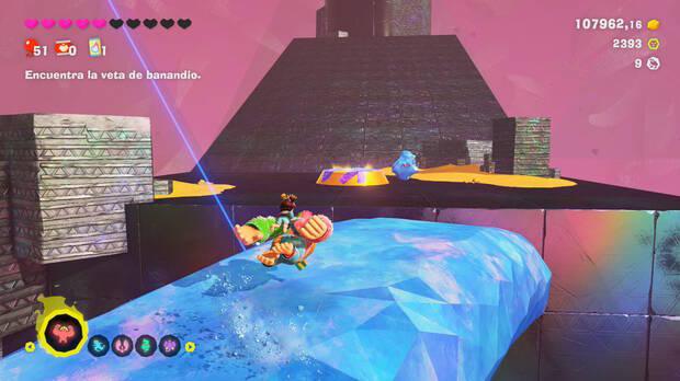 Donkey Kong Bananza - Localización en el Estrato prohibido del nivel extra A patinar por el oro 2