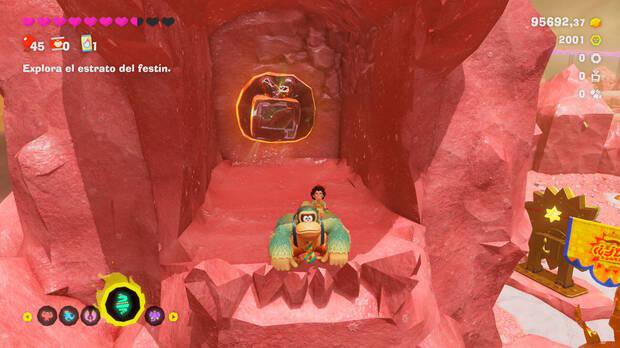 Donkey Kong Bananza - Ubicación del fósil Tele de tubo 01 en Estrato del festín