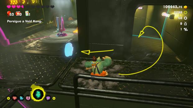 Donkey Kong Bananza - Ubicación del fósil Tele de tubo 10 en Estrato del festín