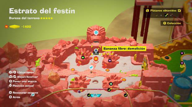 Donkey Kong Bananza - Localización en el mapa del plátano 03 en Estrato del festín