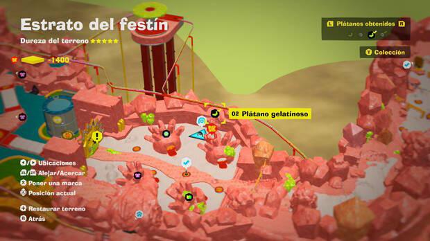 Donkey Kong Bananza - Localización en el mapa del plátano 02 en Estrato del festín