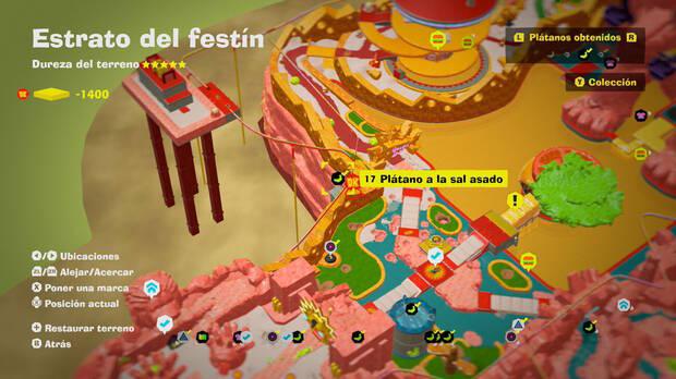 Donkey Kong Bananza - Localización en el mapa del plátano 17 en Estrato del festín