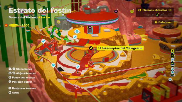 Donkey Kong Bananza - Localización en el mapa del plátano 19 en Estrato del festín