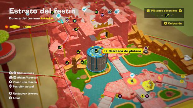Donkey Kong Bananza - Localización en el mapa del plátano 10 en Estrato del festín