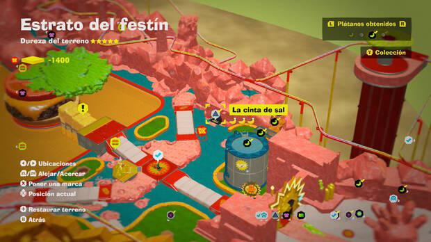 Donkey Kong Bananza - Localización en el mapa del plátano 14 en Estrato del festín