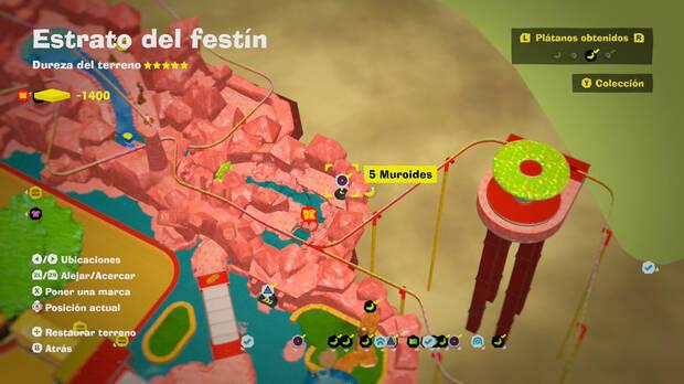 Donkey Kong Bananza - Localización en el mapa del plátano 48 en Estrato del festín