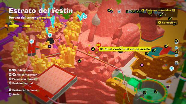 Donkey Kong Bananza - Localización en el mapa del plátano 33 en Estrato del festín